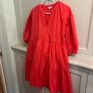 Evereve Sundry Red Tiered Casual Sundress